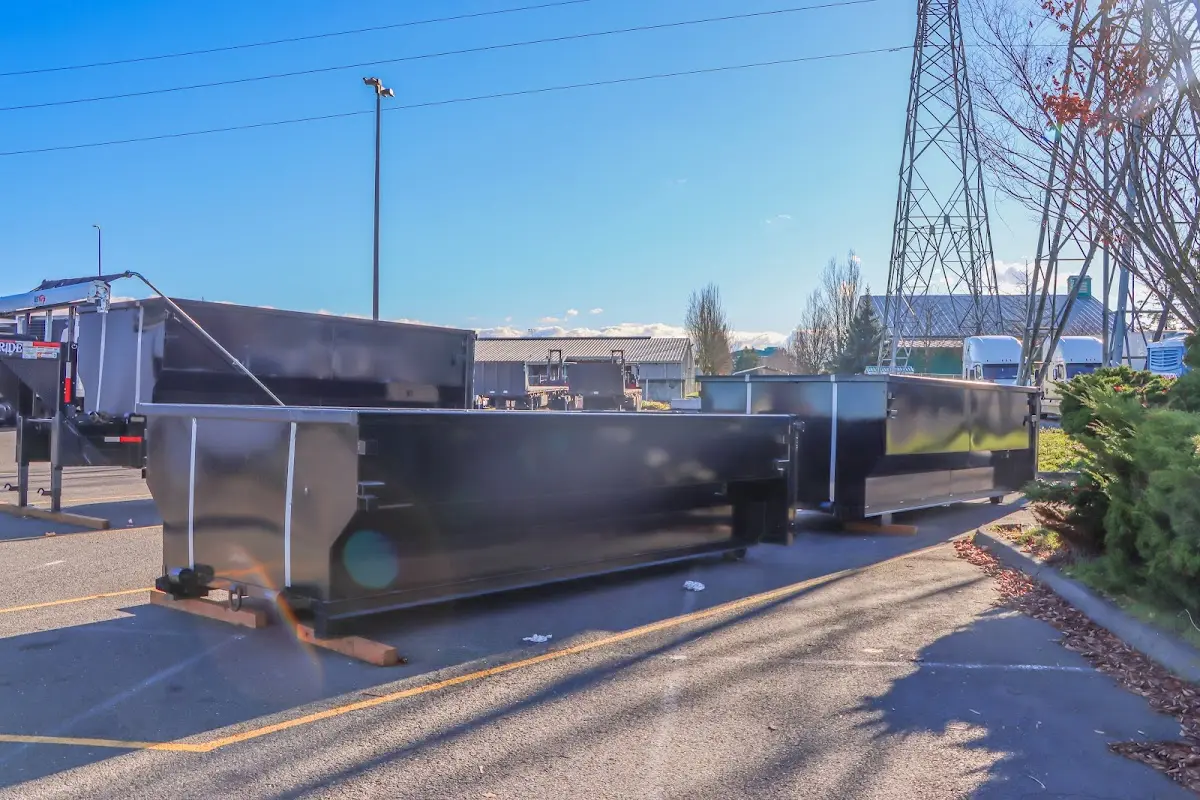 Roll-off dumpster ready for waste disposal at job site for 12 Yard Dumpster Rental in Upper